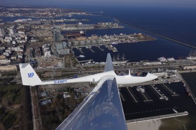 Lot Sebastiana Kawy szybowcem nad Gdynią 10 marca 2024 roku, fot. Sebastian Kawa