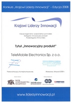 Krajowi Liderzy Innowacji - dyplom Telemobile