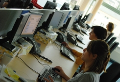 Illustration for business brochure – Gdynia inhabitants at computer desks, photo by Krzysztof Romański Illustration for business brochure – Gdynia inhabitants at computer desks, photo by Krzysztof Romański