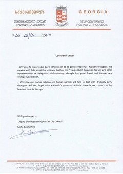 Kondolencje z Gruzji - Rustavi City Council