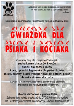 Gwiazdka dla psiaka i kociaka z gdyńskiego „Ciapkowa” 2012