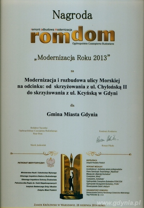 Nagroda Ogólnopolskiego Czasopisma Budowlanego Rom-Dom dla Gdyni