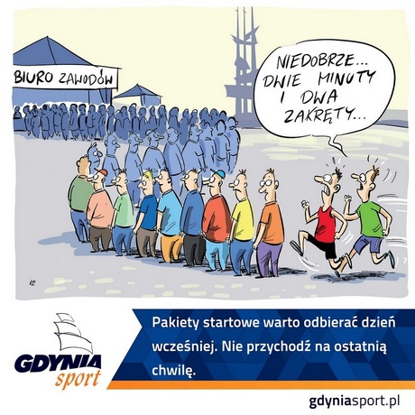 Obrazek autorstwa Katarzyny Zalepy zachęcający do odbierania pakietów startowych z odpowiednim wyprzedzeniem Obrazek autorstwa Katarzyny Zalepy zachęcający do odbierania pakietów startowych z odpowiednim wyprzedzeniem