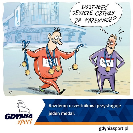 Obrazek autorstwa Katarzyny Zalepy piętnujący odbiór więcej niż jednego medalu Obrazek autorstwa Katarzyny Zalepy piętnujący odbiór więcej niż jednego medalu