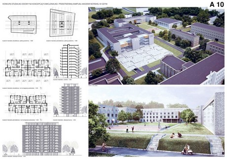 Koncepcja kampusu Akademii Morskiej w Gdyni przygotowana przez Zespół Architektoniczno - Analityczny w składzie Andrzej Gołębiewski, Marzena Wytrykusz, Marek Kruk, Adrian Mania