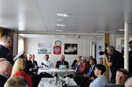Konferencja prasowa Święta Morza na  pokładzie statku Akademii Morskiej w Gdyni Horyzont II, fot. Małgorzata Omachel-Kwidzińska