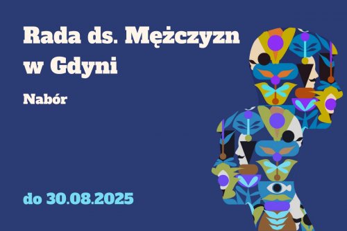 Granatowe tło, biały napis 