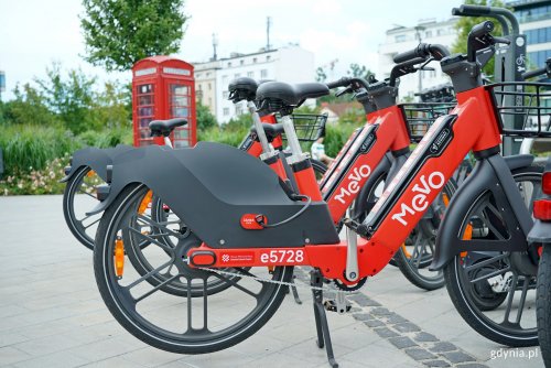 Rowery Mevo stojące na stacji w Parku Centralnym (fot. Magdalena Czernek) 