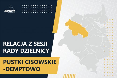 Mapa Gdyni z zaznaczoną na żółto dzielnicą Pustki Cisowskie-Demptowo.
