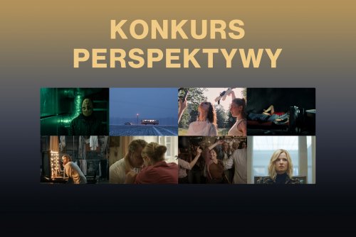 Złoto-czarne tło, plansza promocyjna FPFF w Gdyni. Na środku złoty napis 