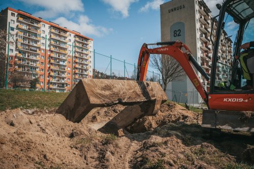 Rozpoczęcie prac przy budowie placu przy ul. Podgórskiej (fot. Marcin Mielewski, Zarząd Dróg Miejskich)