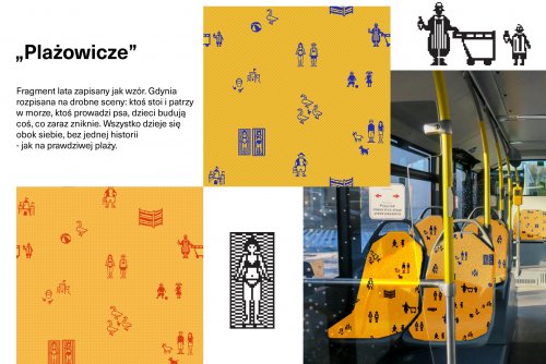 Projekty Karoliny Kurpiewskiej-Berendt zwyciężyły w konkursie na artystyczne projekty obić siedzisk i oparć w pojazdach komunikacji miejskiej w Gdyni (Grafika: Karolina Kurpiewska-Berendt)