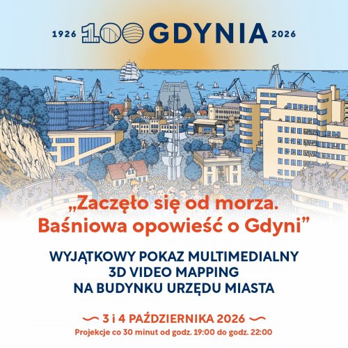 Spektakl multimedialny 3D video projection mapping „Zaczęło się od morza. Baśniowa opowieść o Gdyni” (fot. Paweł Budziński)