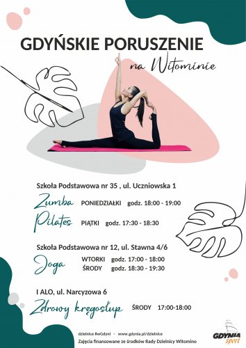 Plakat promujący zajęcia Zdrowy kręgosłup na Witominie.
