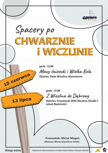 Plakat promujący spacery po Chwarznie i Wiczlinie.