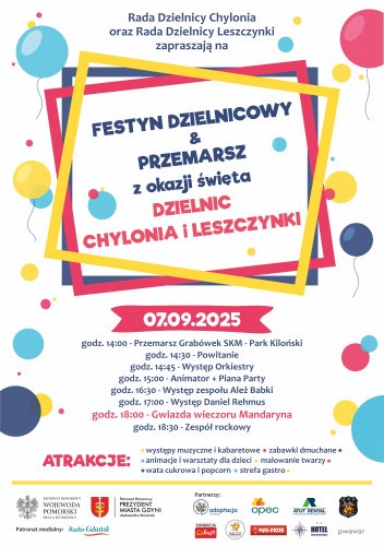 Plakat promujący piknik w Chyloni i Leszczynkach.