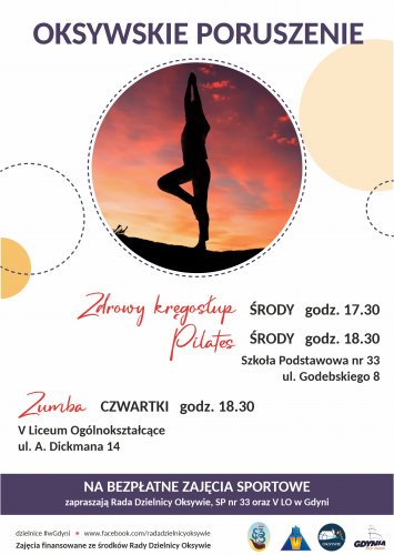 Plakat promujący zajęcia zdrowy kręgosłup na Oksywiu.