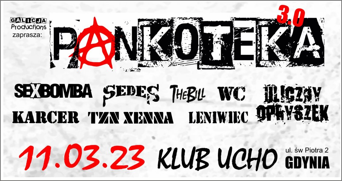 Pankoteka 2023 Sexbomba, The Bill, Sedes, Uliczny Opryszek, Karcer, WC, Leniwiec, Tzn Xenna Gdynia (mat. organizatora)