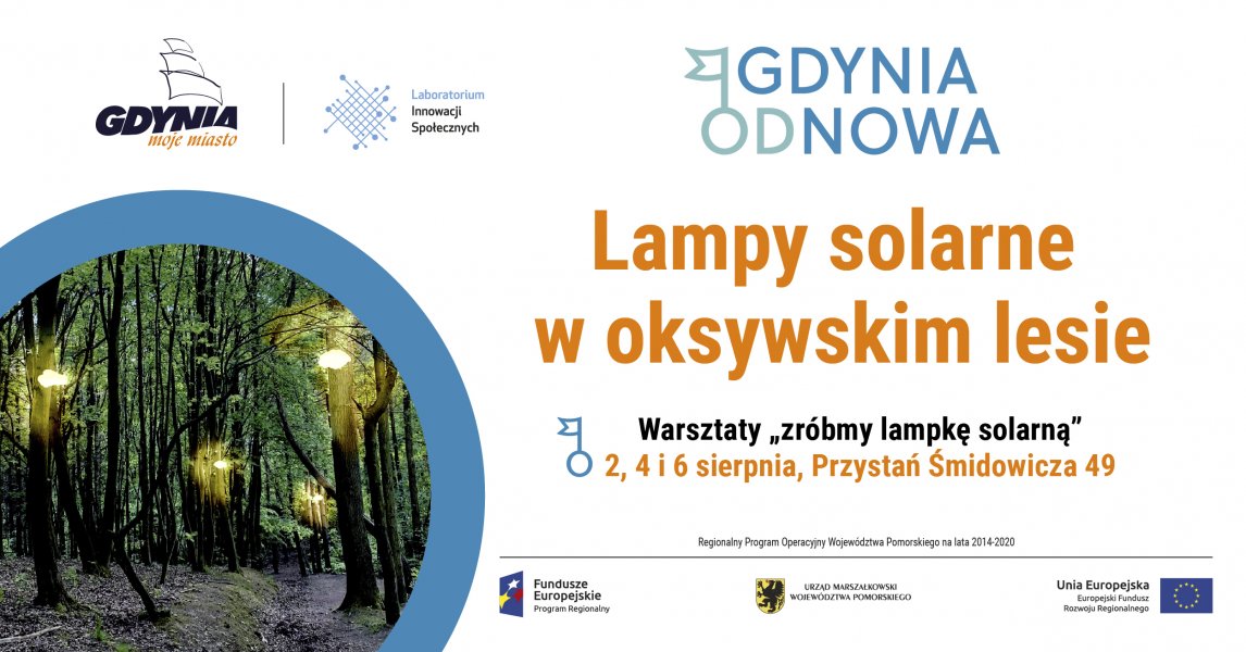 Lampy solarne w oksywskim lesie 2.08.2021