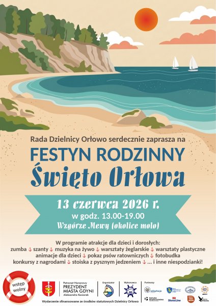 Plakat w klimacie morskim z klifem orłowskim.