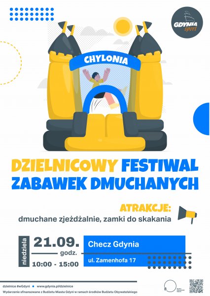 Plakat promujacy festiwal zabawek dmuchanych na Chyloni.