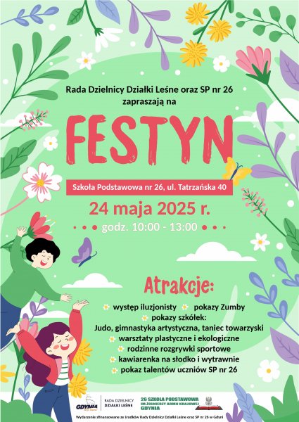 Plakat promujący festyn na Działkach Leśnych.