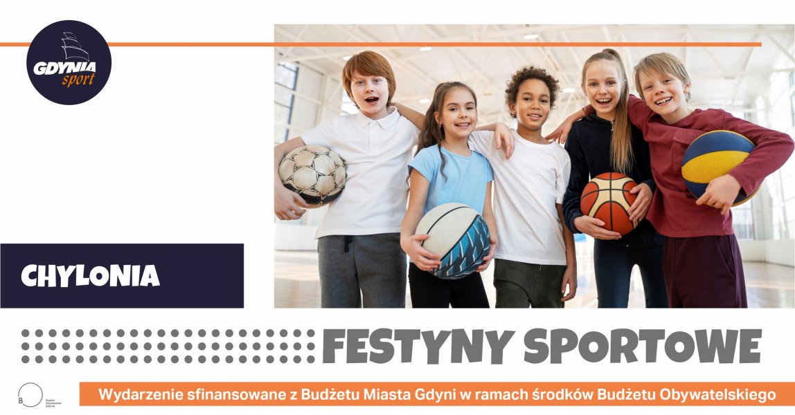 harmonogram festynów sportowych, dzieci z kolorowymi piłkami