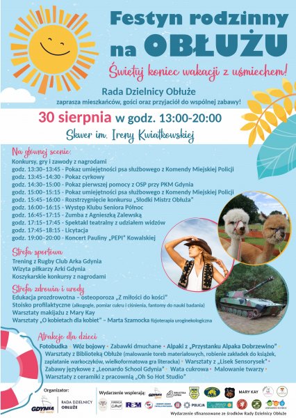 Plakat promujacy piknik na Obłużu.