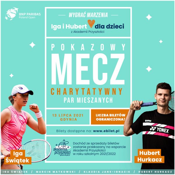 Iga Świątek - Hubert Hurkacz - pokazowy mecz charytatywny par mieszanych 