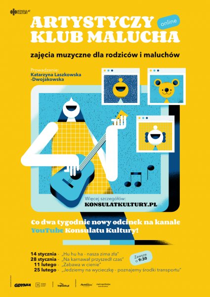 Żółta grafika z białym napisem 
