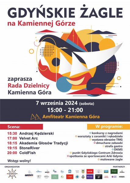 baner reklamujący Festyn na Kamiennej Górze, abstrakcyjny obrazek
