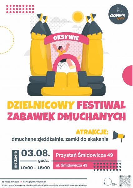 Plakat promujący festiwal zabawek dmuchanych na Oksywiu.
