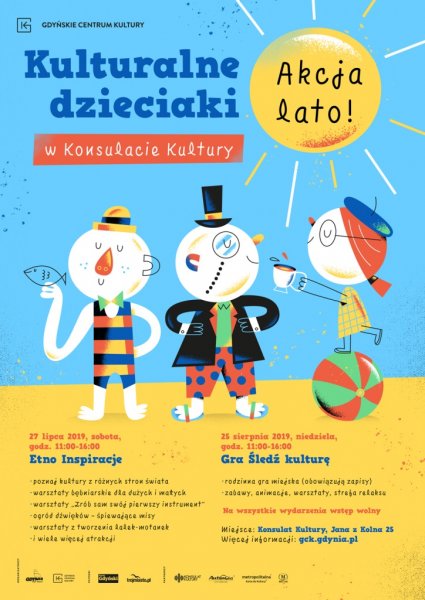 Kulturalne dzieciaki w Konsulacie Kultury. Akcja lato! - plakat // mat. Gdyńskie Centrum Kultury