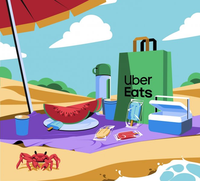 Weekend na plaży z Uber Eats