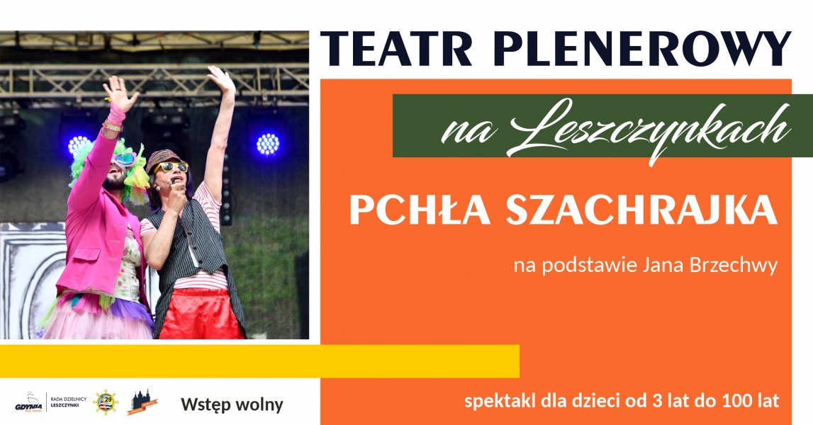 afisz Teatrów plenerówych na leszczynkach ze zdjęciami spektakli