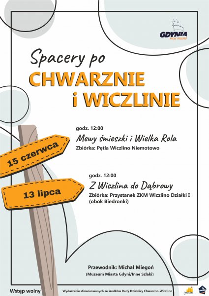 Plakat promujący spacery po Chwarznie i Wiczlinie.