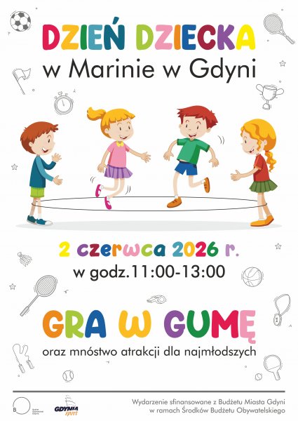 Plakat z graficznymi postaciami dzieci grającymy w 