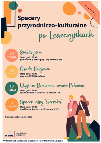 Plakat promujący spacery po Leszczynkach.
