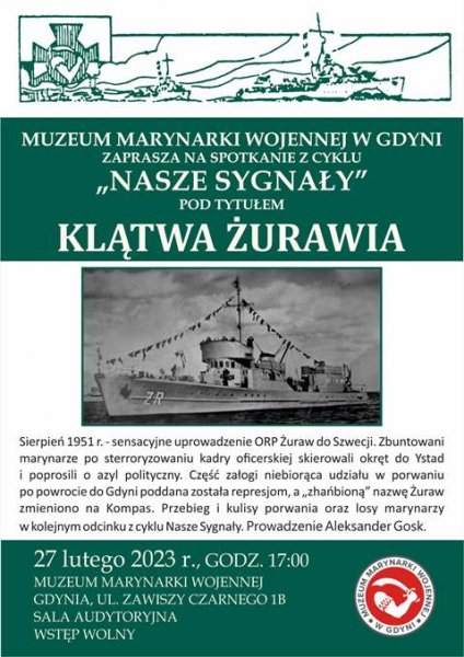 zielona grafika z okrętem i napisem klątwa żurawia