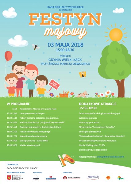 Plakat Festyn majowy przy Źródle Marii