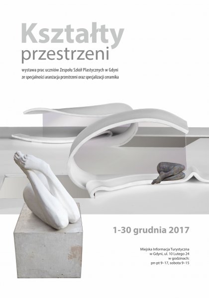 Plakat zapraszający na wystawę pt. Kształty przestrzeni