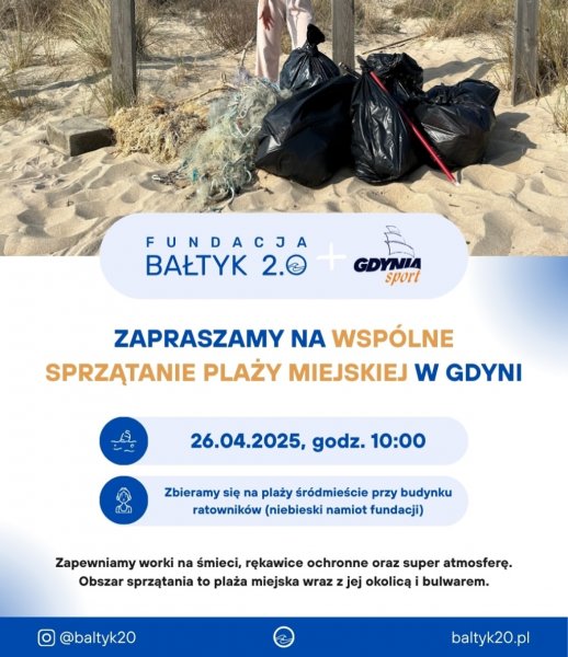 Wspólne sprzątanie plaży miejskiej w Gdyni