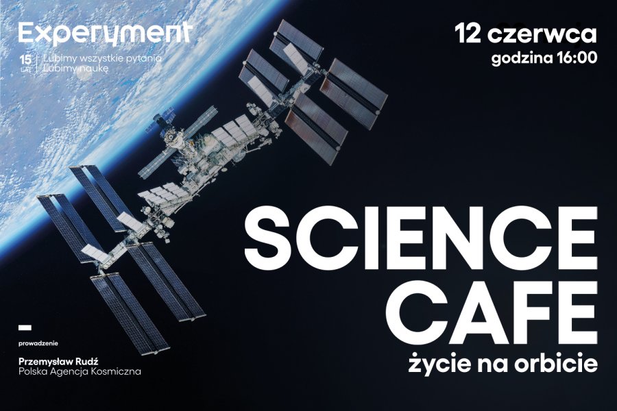 Grafika wydarzenia Science Cafe. Życie na orbicie