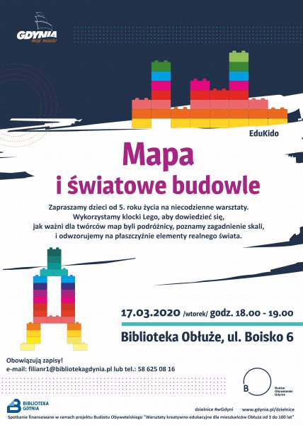 Mapa i światowe budowle - warsztaty dla dzieci 17.03.2020