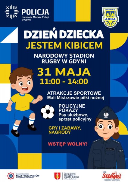Dzień Dziecka z Policją i Arka Gdynia. Festyn „Jestem Kibicem”