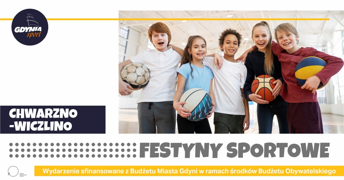 festyn sportowy na Chwarznie-Wiczlinie, dzieci z kolorowymi piłkam