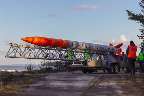 Rakieta PERUN (widoczna na zdjęciu) w listopadzie ubiegłego roku wystartowała z terytorium poligonu w Ustce (fot. mat. prasowe SpaceForest)