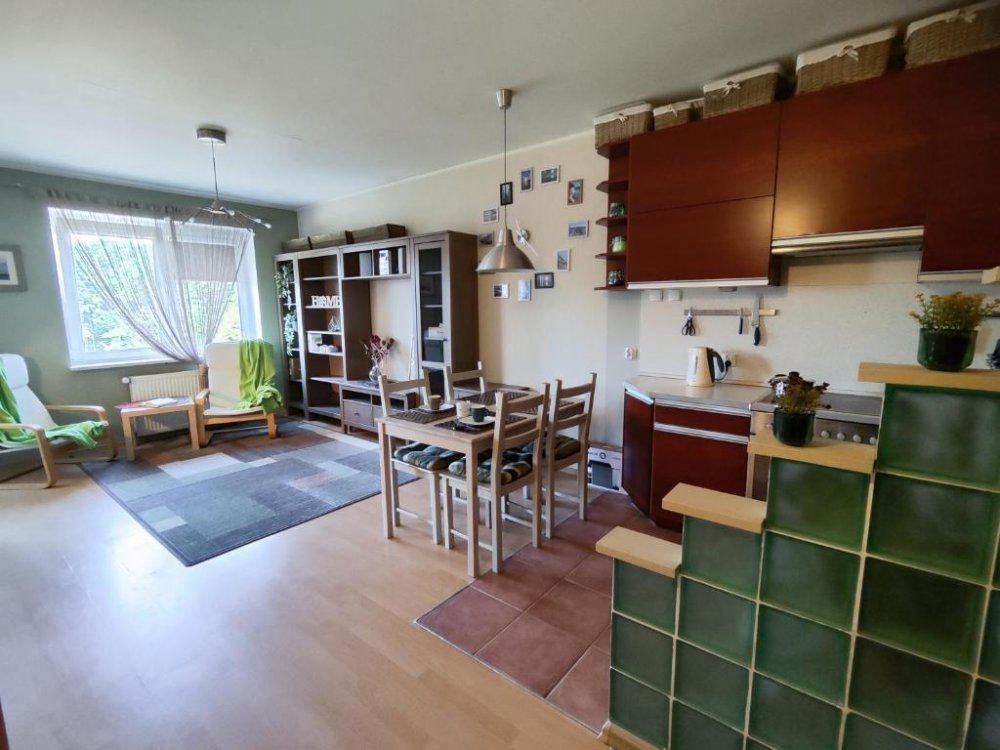 Salon z aneksem kuchennym w apartamencie Obłuże