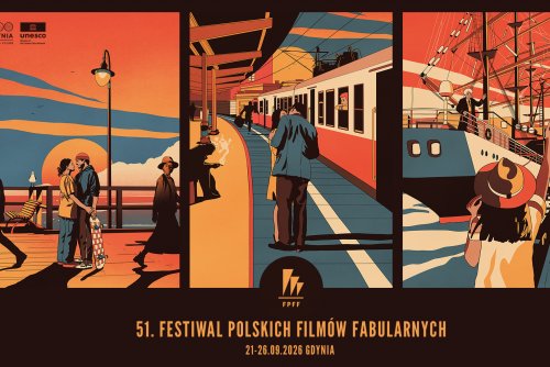 Trzy plakaty promujące 51.FPFF w Gdyni autorstwa Pawła Smardzewskiego