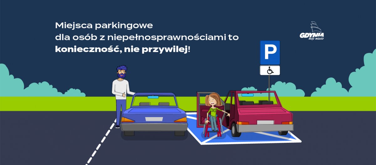 Grafika z Ulką parkującą na niebieskiej kopercie i nieznajomym kierowcą. W tle hasło 
